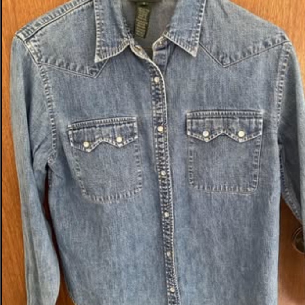 Lauren Jean Co. By Ralph Lauren Women's Blue Denim Shirt